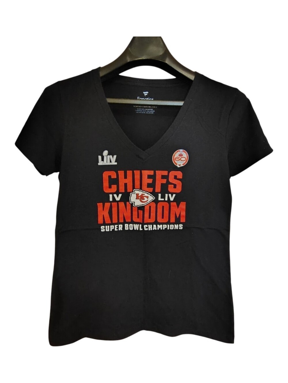 Fanatics Black Chiefs Kingdom V-Neck Tee with Red Logo